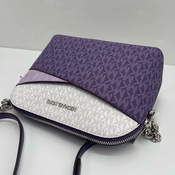 MICHAEL KORS Jet Set Travel Color-Block Signature Logo Crossbody BagDark Purple